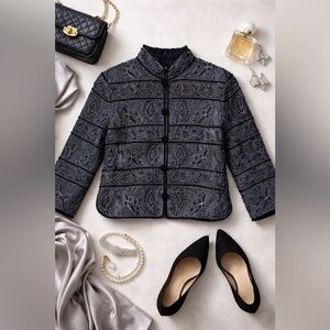 Vintage Saks Fifth Avenue Petites Beaded Silk Jacket - Petite Large